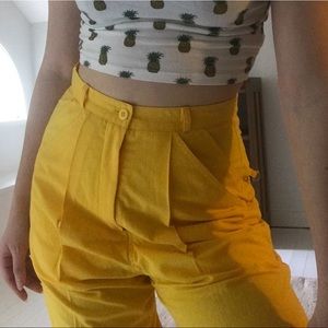 vintage yellow high waisted pleated pants